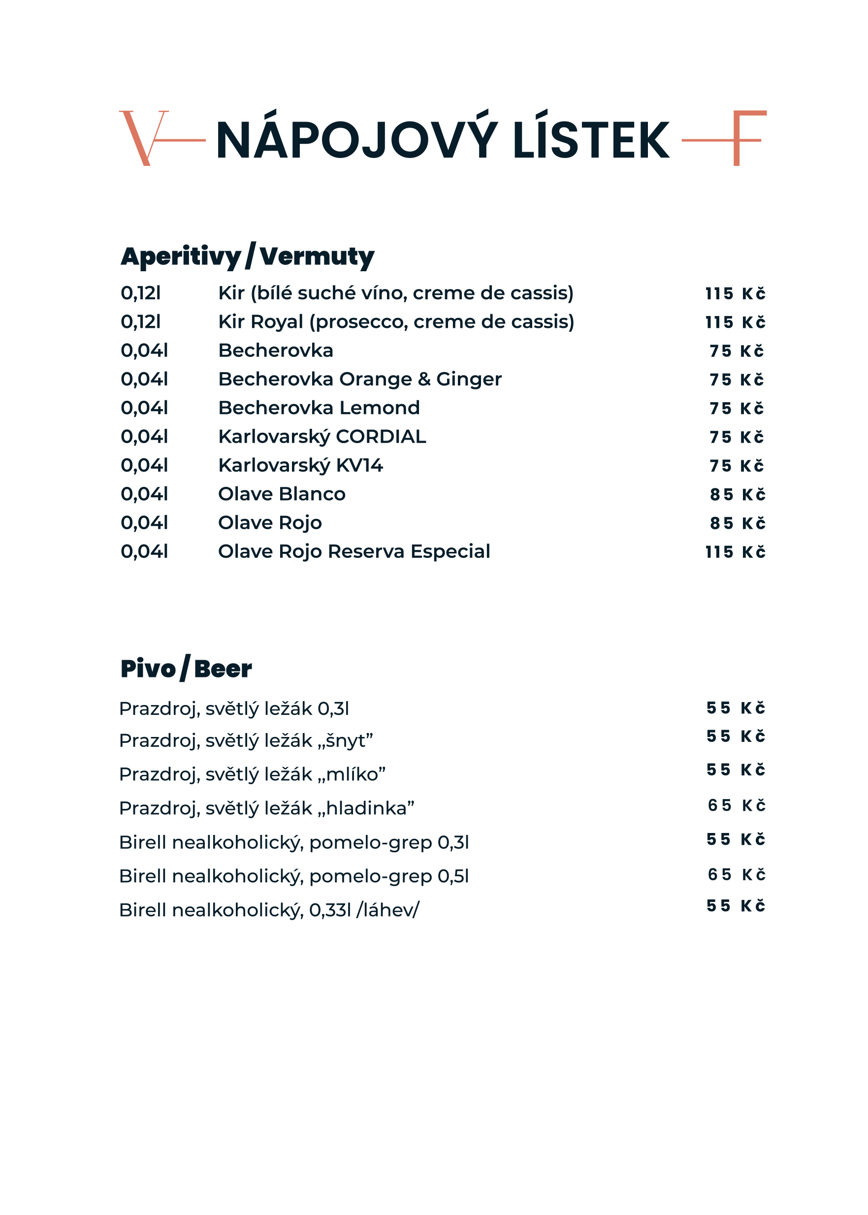 menu villa fitz